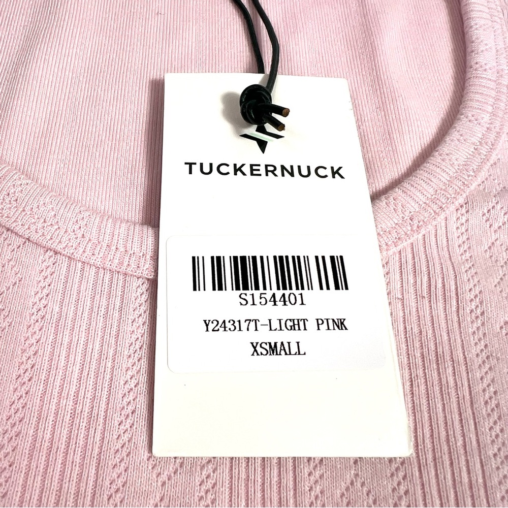NWT Tuckernuck Pointelle Bridgette Scoop Neck Tee Pink Size XS - Picture 7 of 8